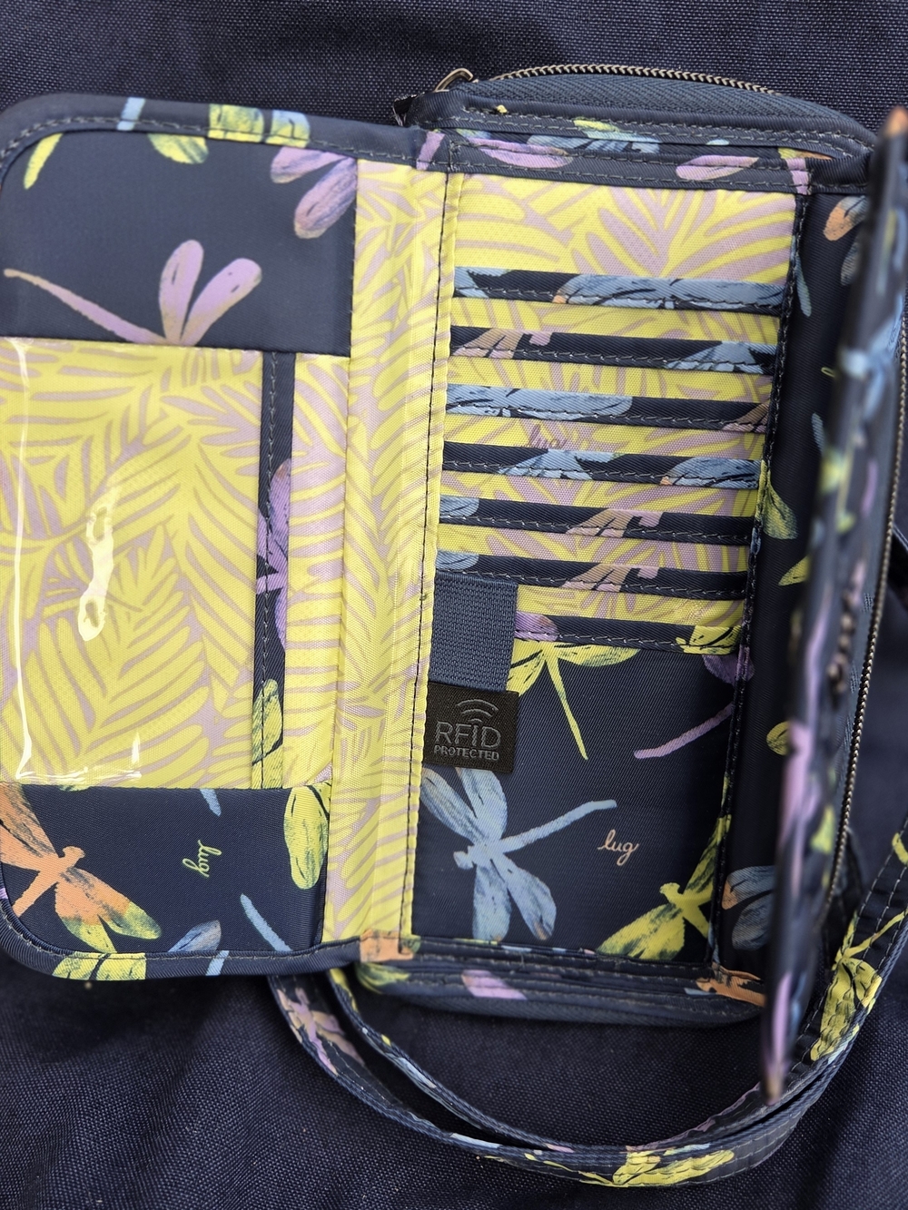 Loungefly Quilted Black Crossbody Wallet with Pastel Dragonfly Print - Picture 3 of 8